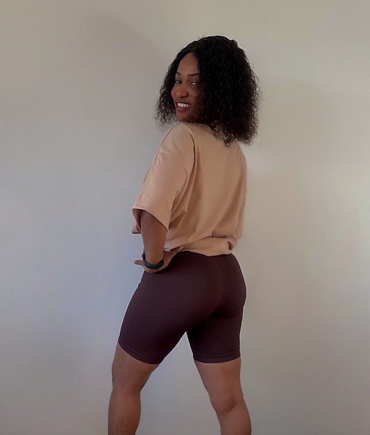 "HAZEL" HIGH WAIST RIBBED CYCLING SHORTS